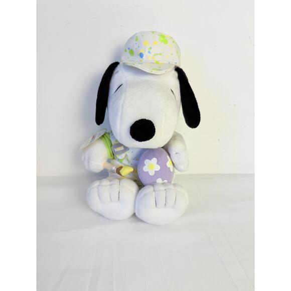 Hallmark Snoopy White Easter Themed Cap Painted Egg Collectible Plush Toy - Picture 1 of 12